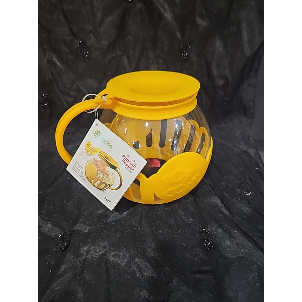 Ecolution Micro-Pop Microwave Popcorn Popper - 1 1/2 Qt - 1.5 Quart - Yellow NWT